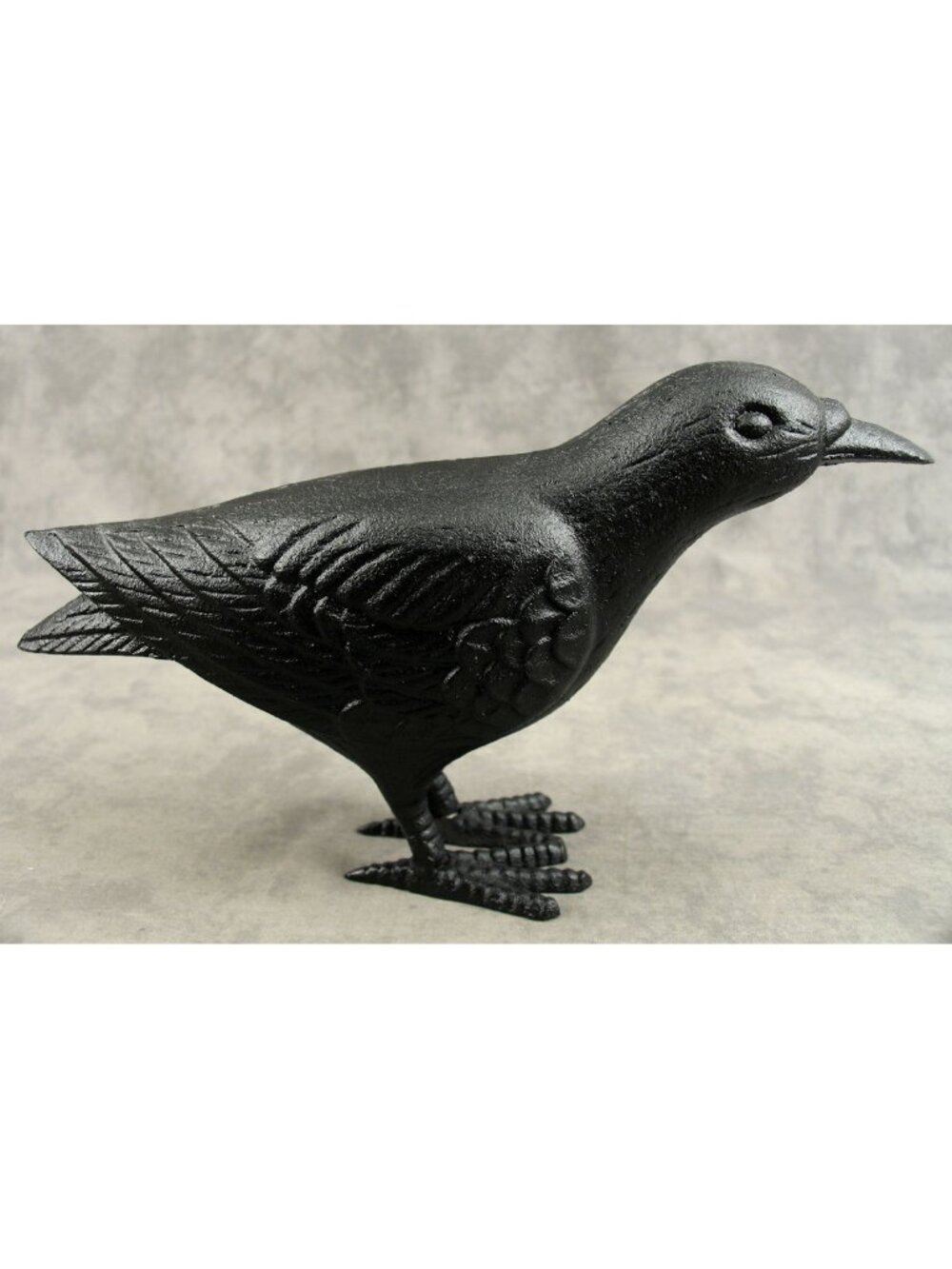 Cast Iron Black Crow Raven Statue Bird Figurine Home Garden Decor 12"
